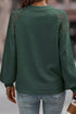 Lace Shoulder Waffle Knit Raglan Long Sleeve Top